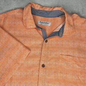 Tommy Bahama Shirt Mens Extra Large The Coconut Point Orange Geometric Aloha